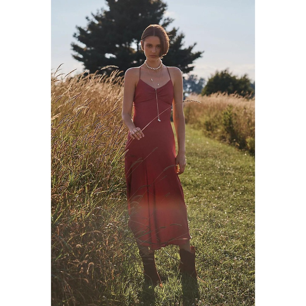 Anthropologie Favorite Daughter The‎ Envy Slip Dress Rust Red Orange M